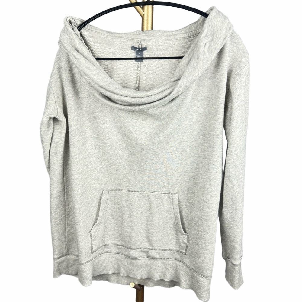 Aerie American Eagle Pocket Long Sleeve Cowl Neck Sweatshirt Gray Medium